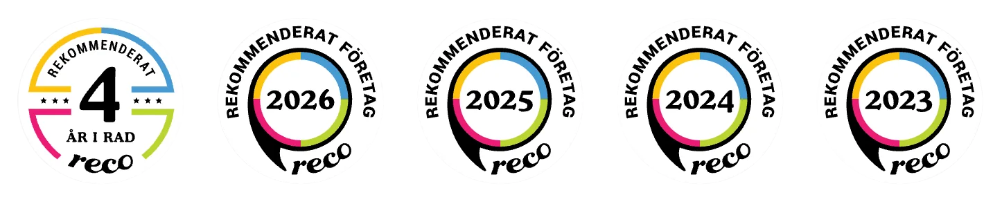Reco rekommenderat företag fyra år i rad, 2023 till 2026